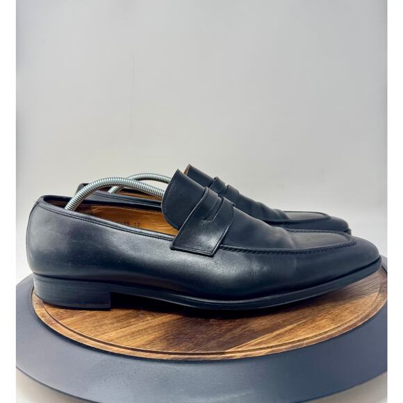 Magnanni for Neiman Marcus Leather Penny Loafers Black Men's Size 12 - 12495 - Picture 1 of 11